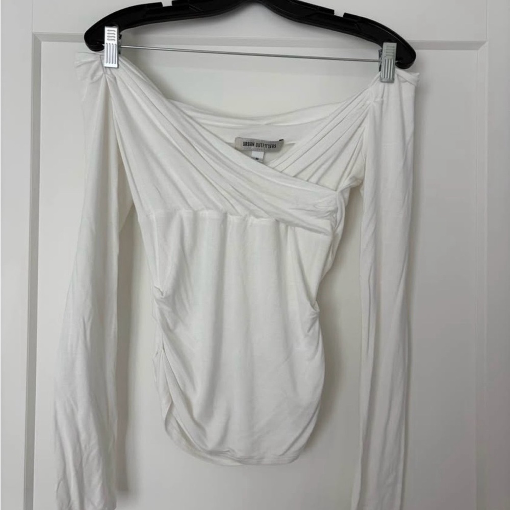 Urban Outfitters White Draped Long Sleeve Blouse